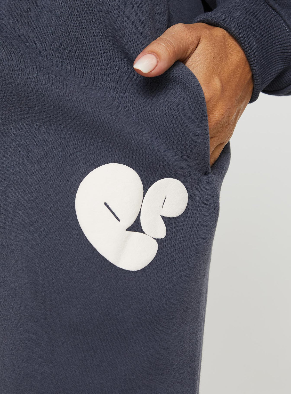 Princess Polly Track Pants Bubble Text Slate / Eggshell