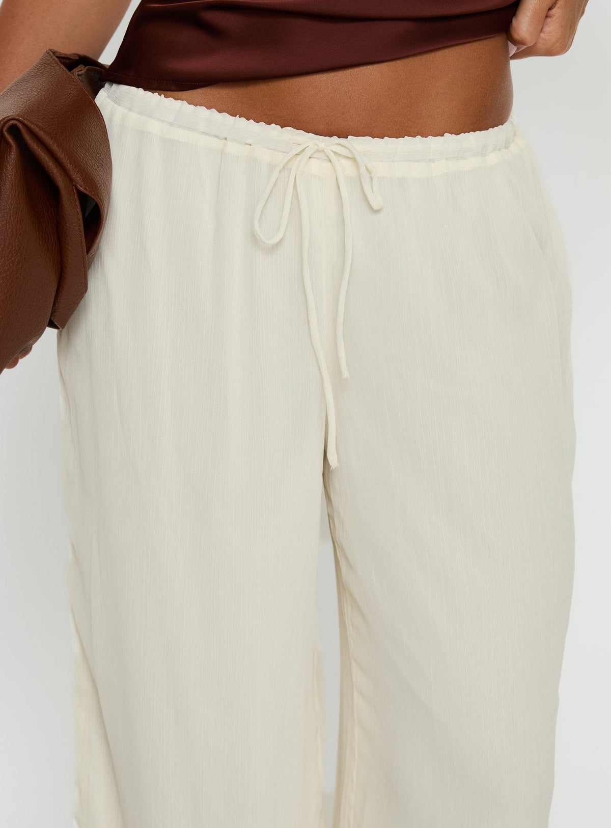 Nonnah Chiffon Straight Leg Pants Cream
