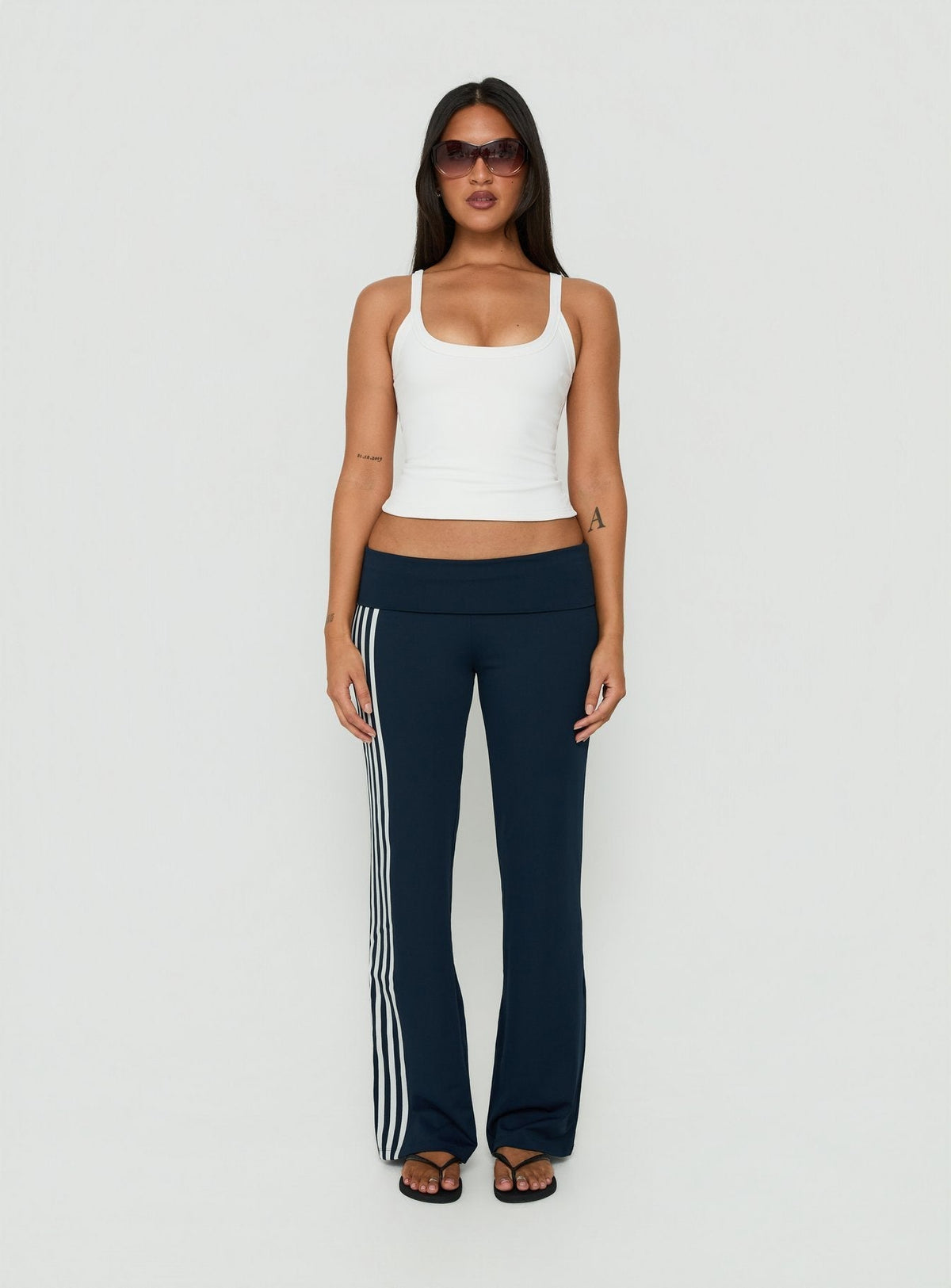 Layover Straight Leg Pants Navy Stripe