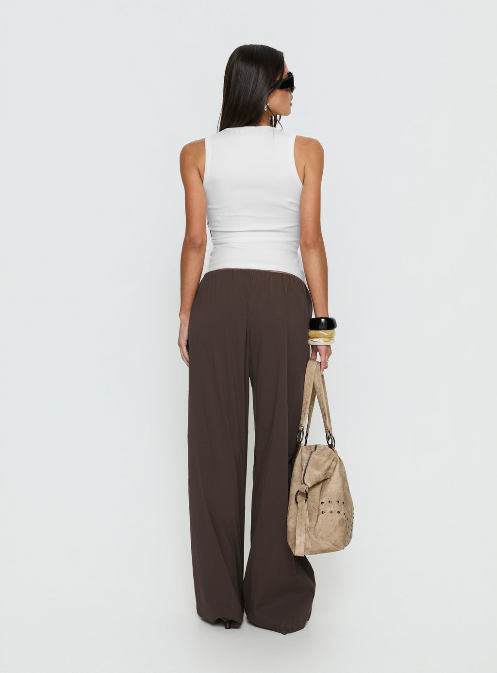 Lunea Concealed Waistband Pants Brown Petite
