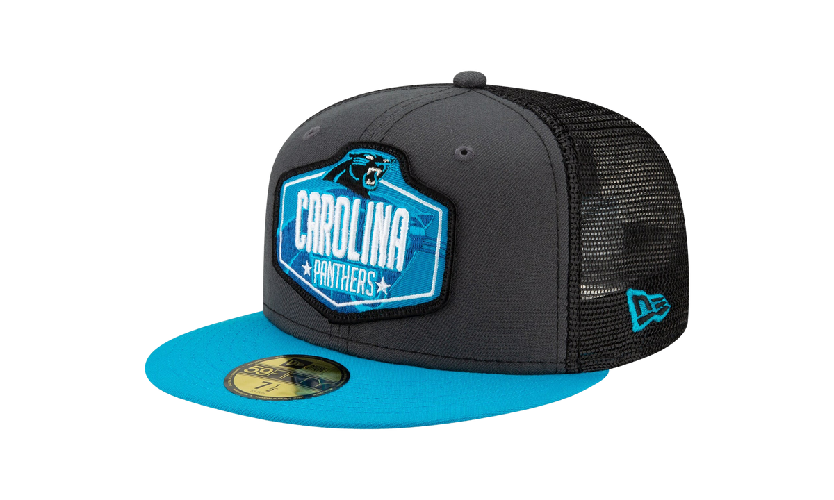 59FIFTY Carolina Panthers 2021 Draft Fitted Hat Dark Grey / Black / Teal - Brim NE781