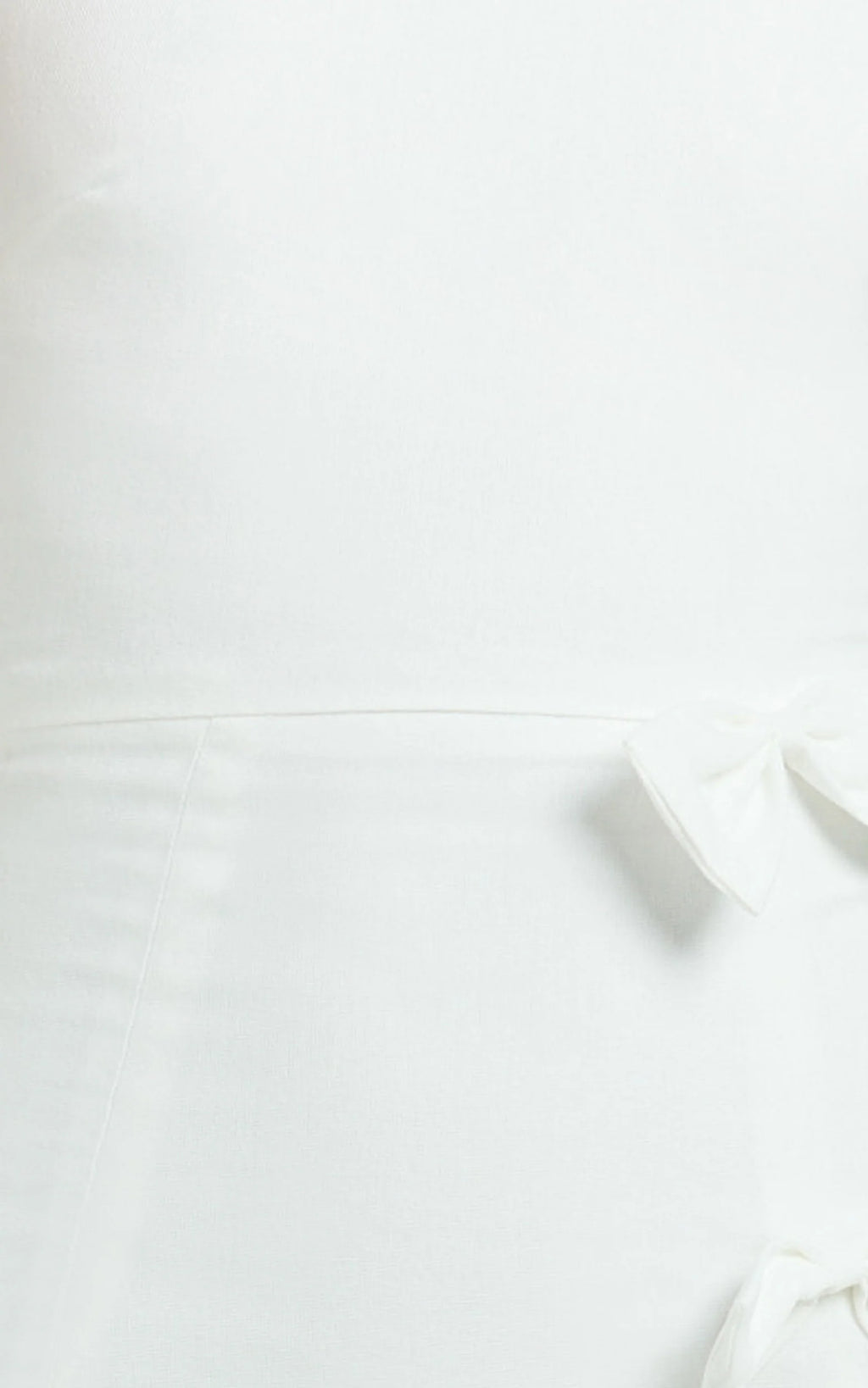 Arna Mini Dress - High Neck Fitted Bow Detail Leg Split Fitted Dress in White