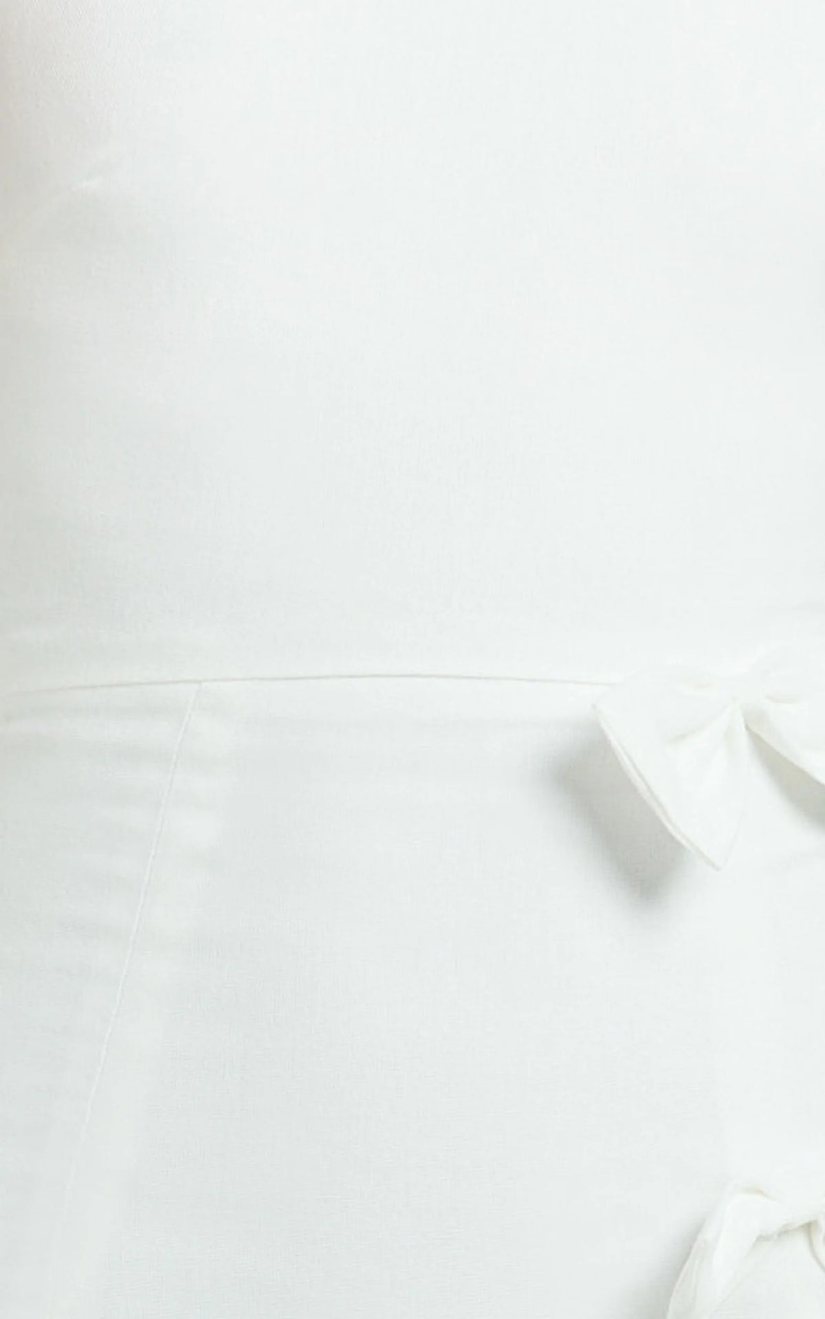 Arna Mini Dress - High Neck Fitted Bow Detail Leg Split Fitted Dress in White