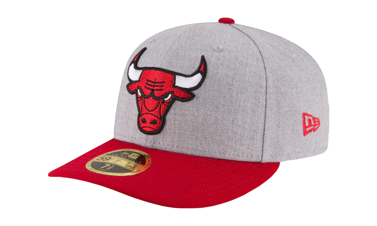 59FIFTY Chicago Bulls Low Profile Authentic Fitted Hat Heather Grey / Red - Brim NE946