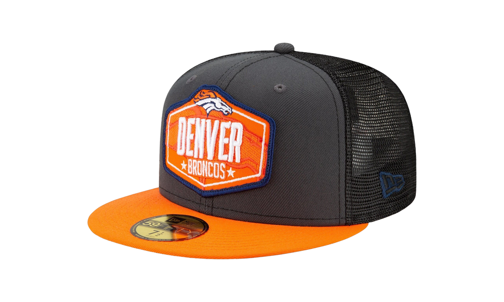59FIFTY Denver Broncos 2021 Draft Authentic Fitted Hat Graphite / Orange - Visor NE782