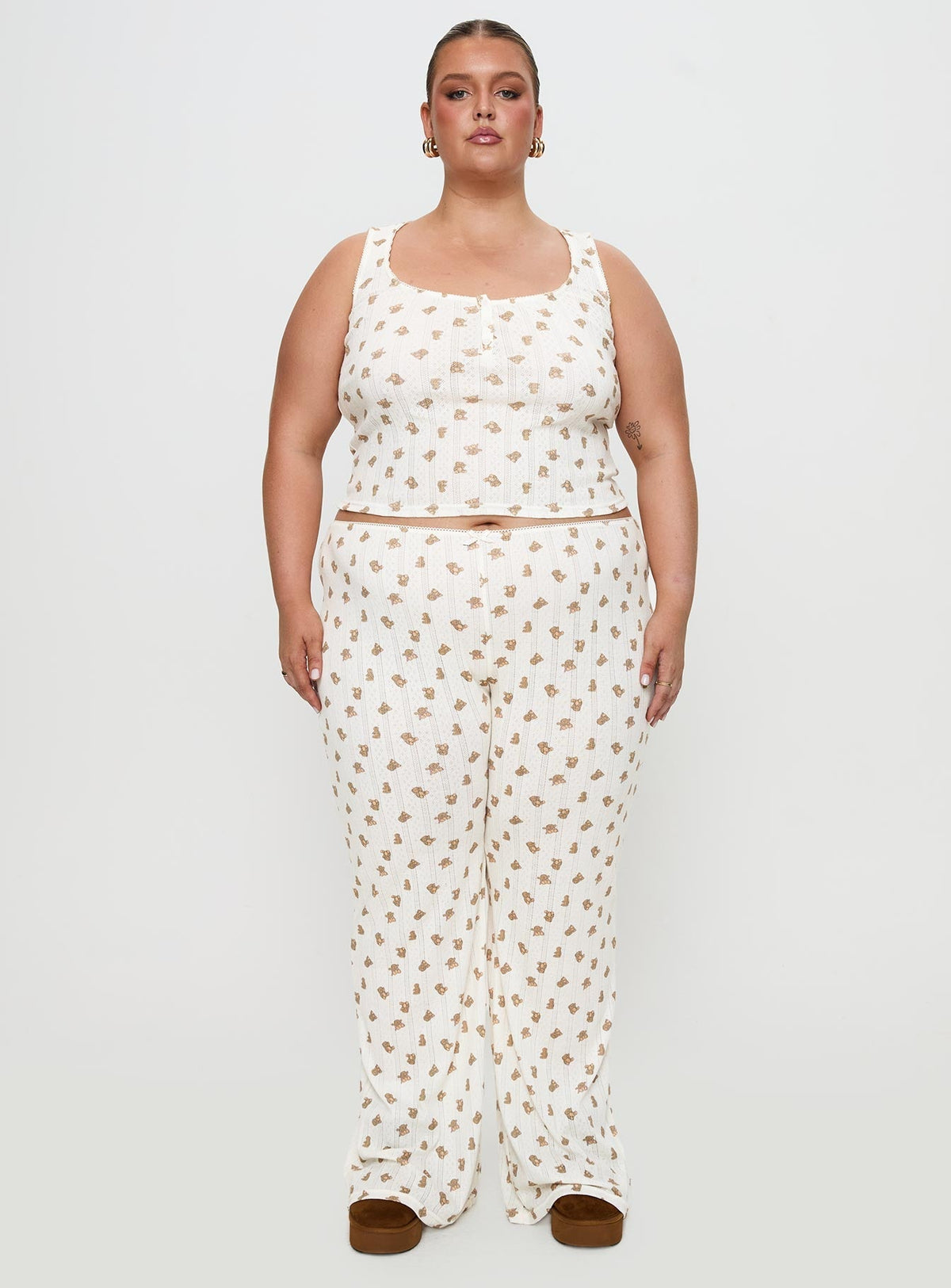 Sleepytea Pointelle Sleep Pant Multi Curve