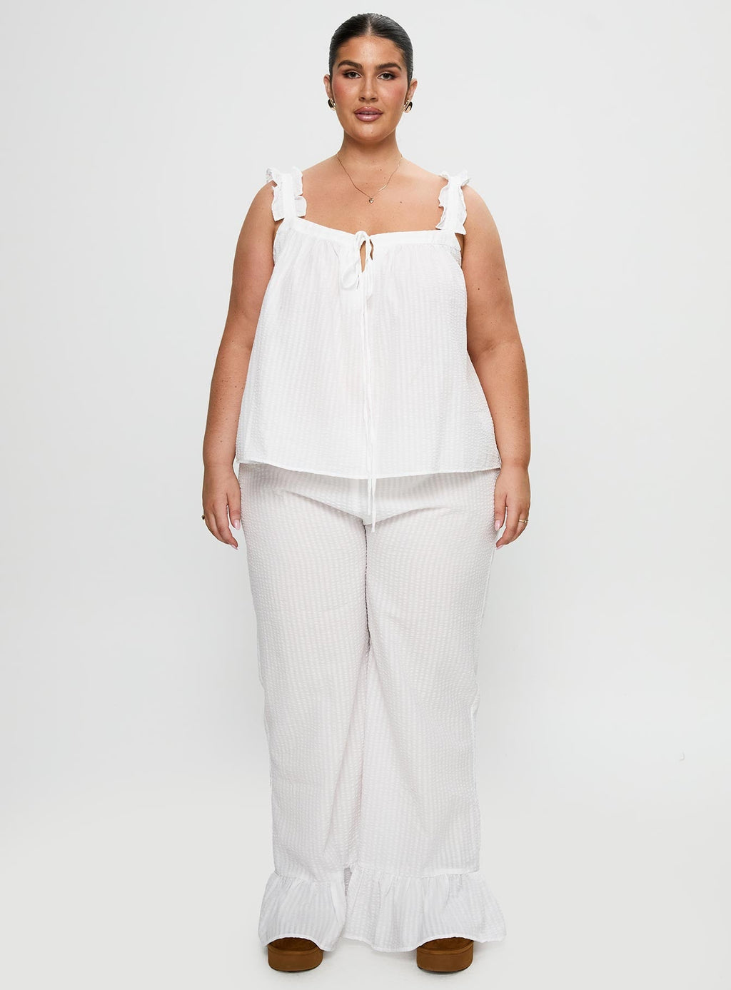 Santabelle Frill Pants White Curve