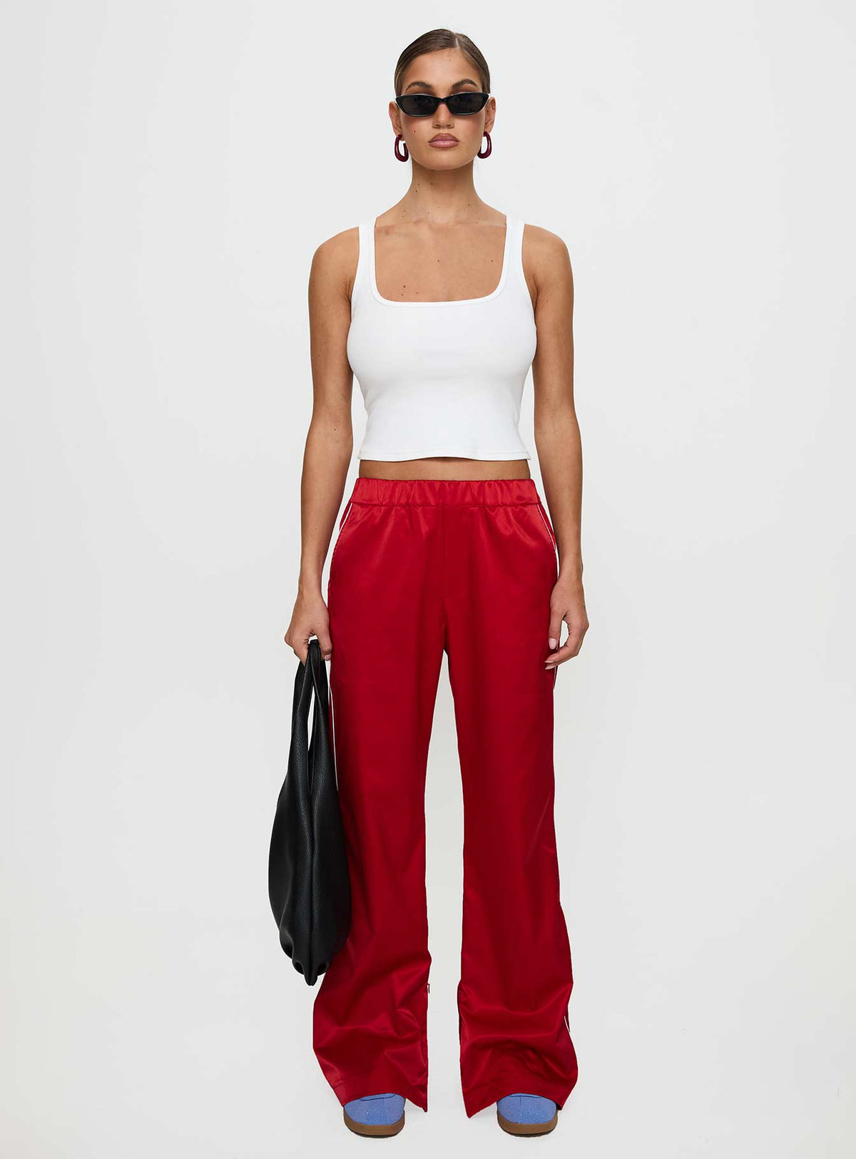 Travalta Satin Track Pant Red