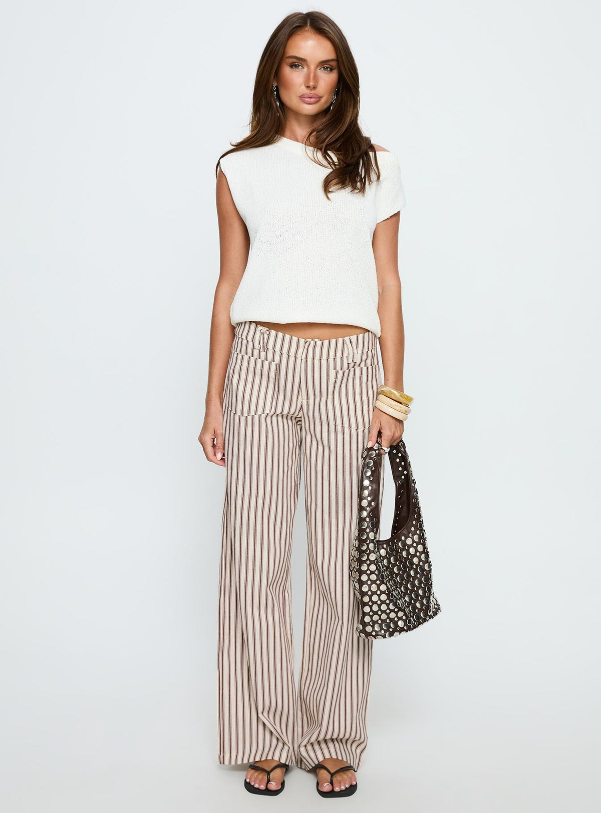 Vendi Low Rise Pant Brown Stripe