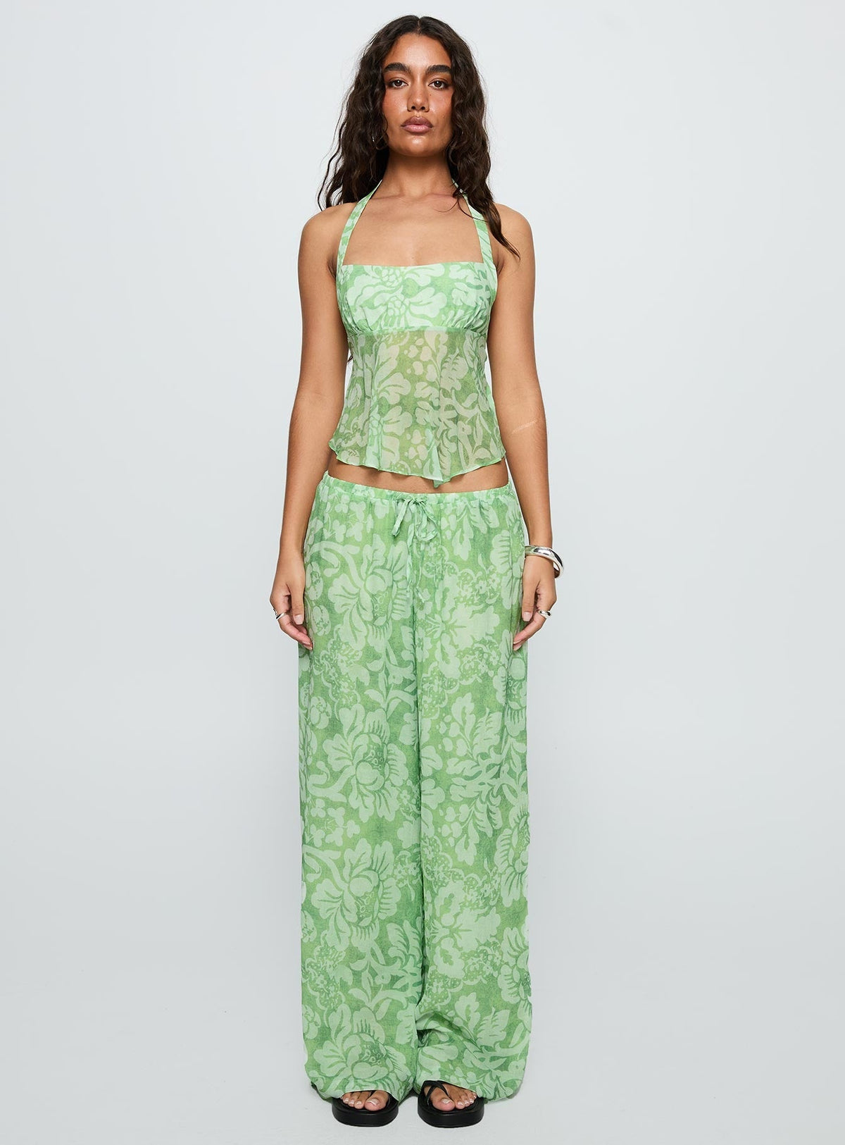 Finesse Pants Green Floral