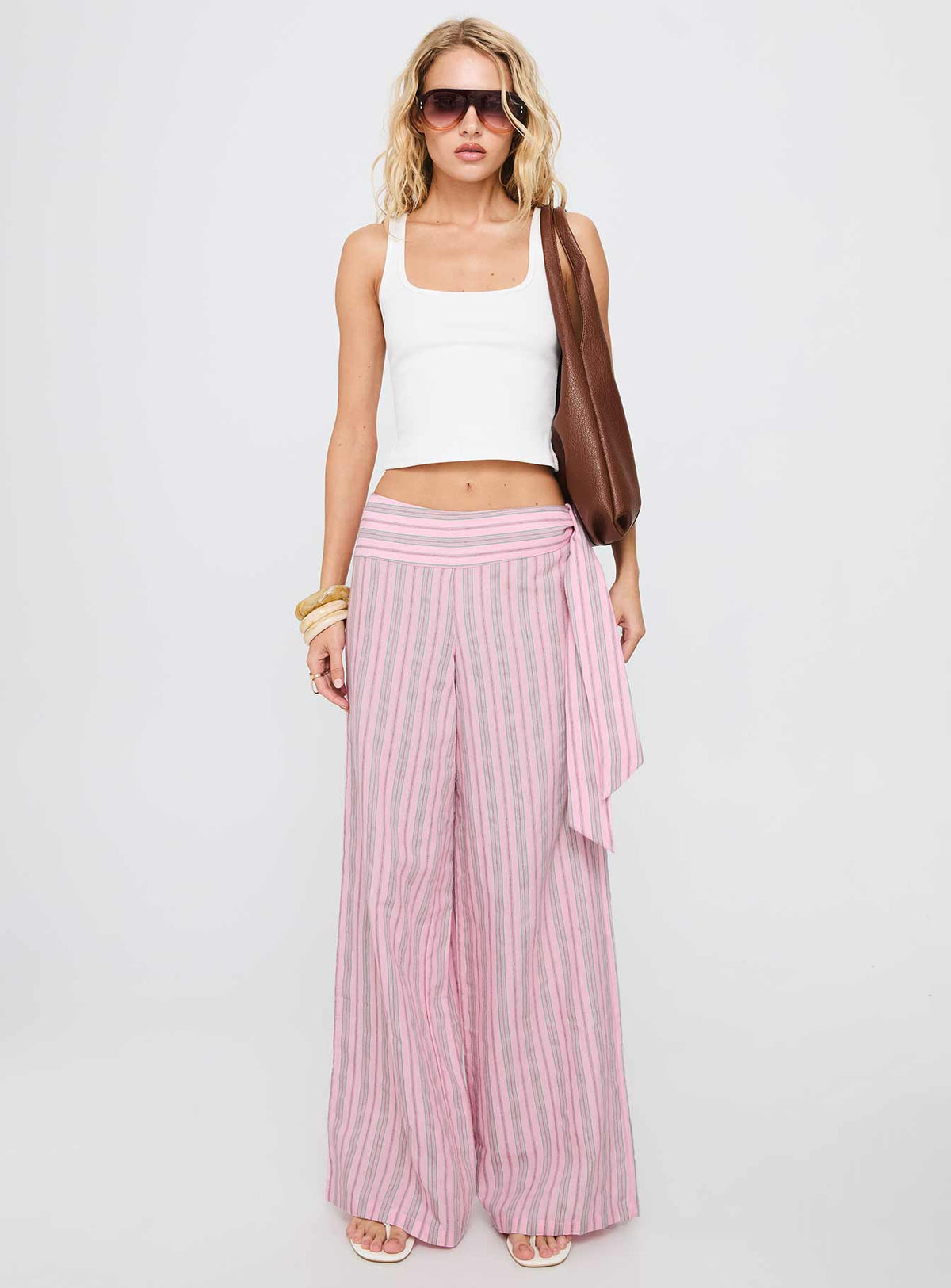 Wave Dancer Tie Pant Pink Stripe