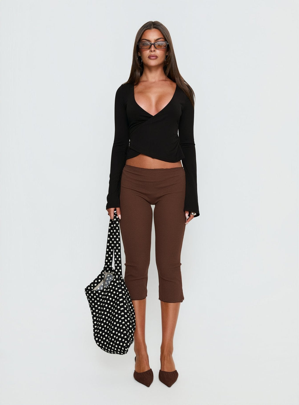 Baseline Rib Capri Pants Chocolate