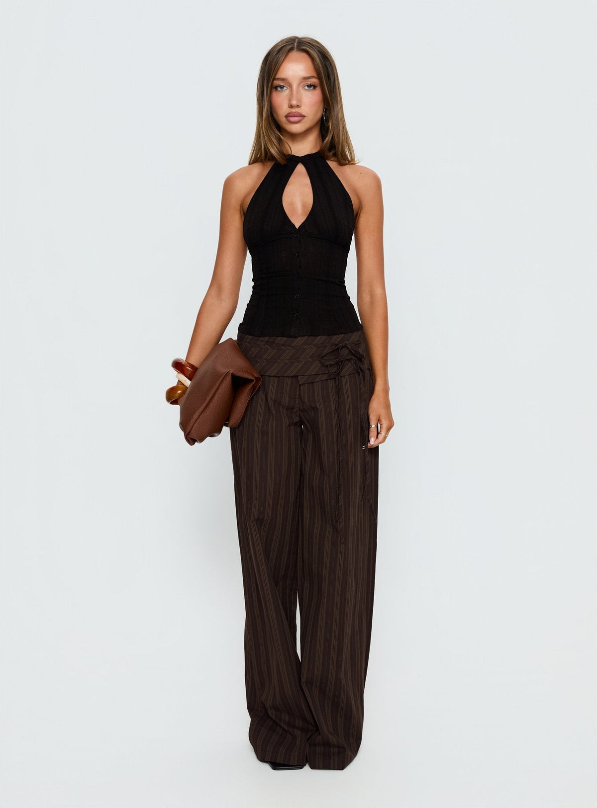 Seneca Wrap Pant Brown Stripe