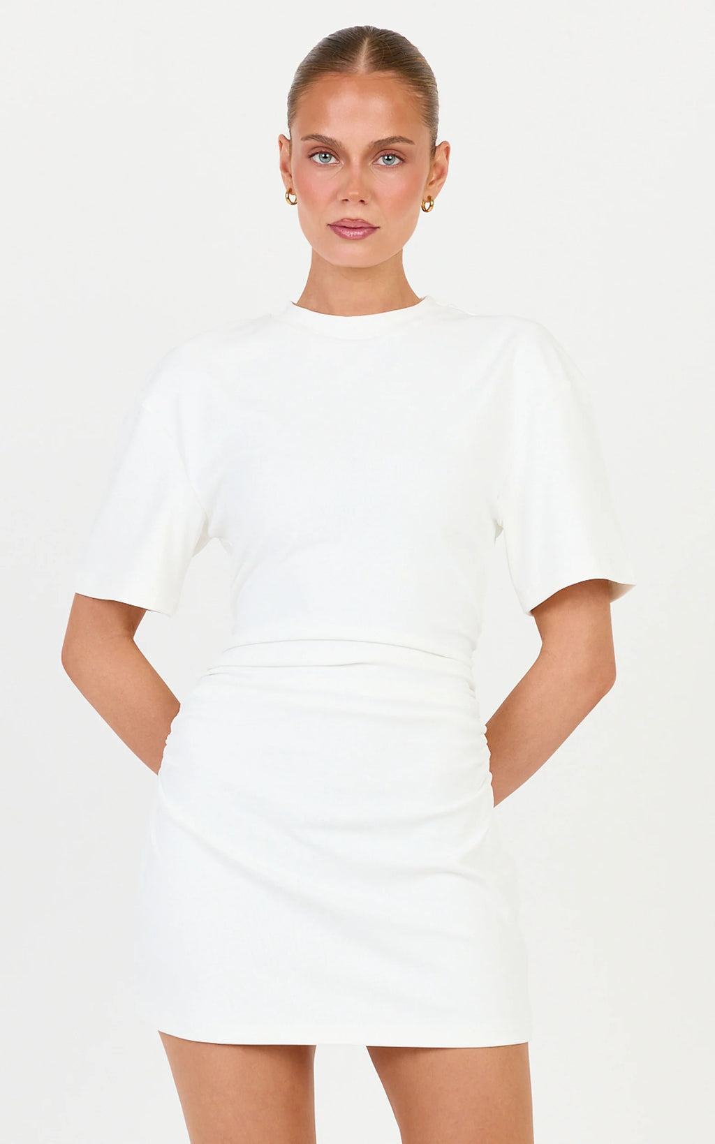 Aloha Mini Dress - T Shirt Dress in Off White