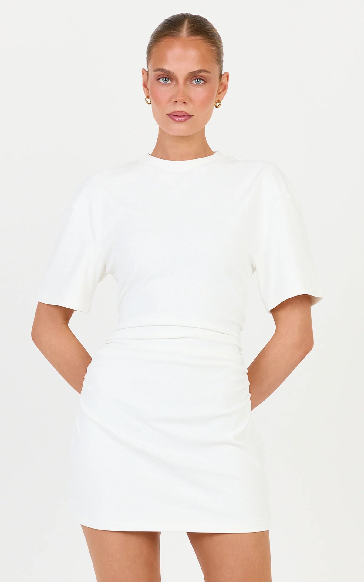 Aloha Mini Dress - T Shirt Dress in Off White