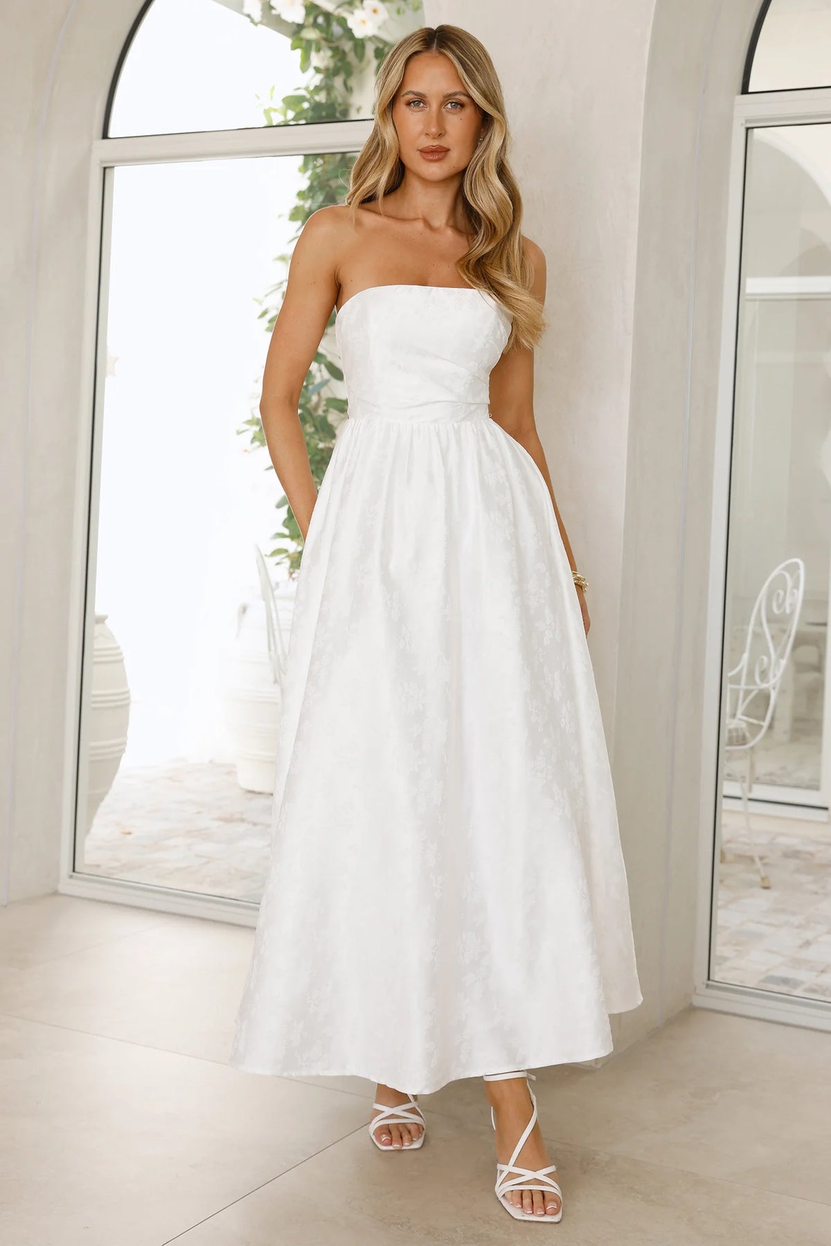 Dancing In Magic Strapless Maxi Dress White