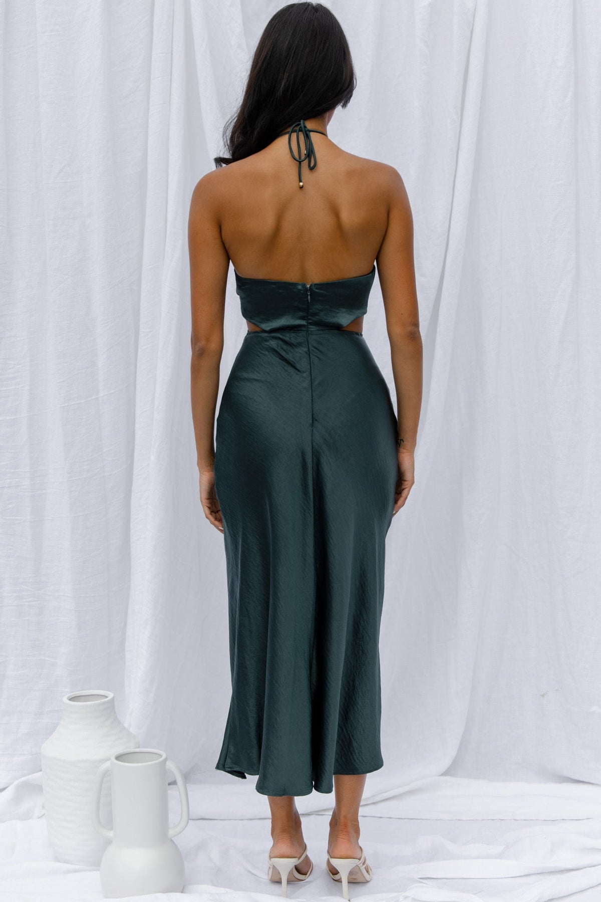 Social Butterfly Cut-Out Waist Midi Dress Jade