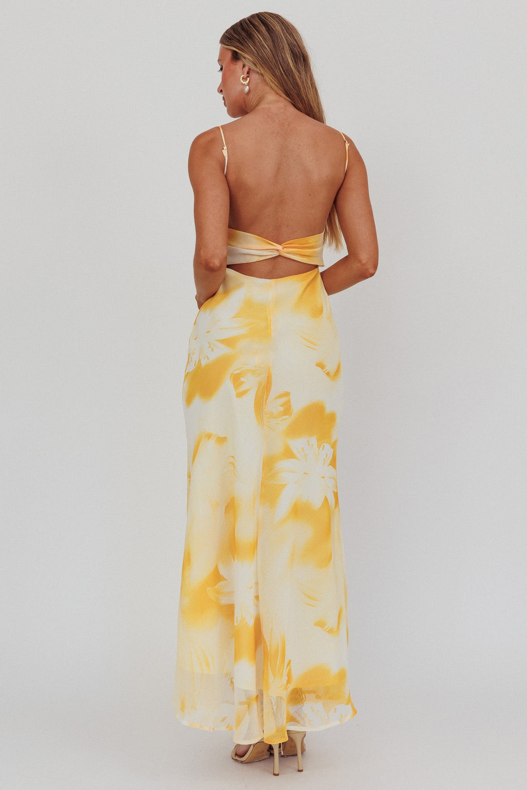 Nerida Low Back Twist Maxi Dress Lily Yellow