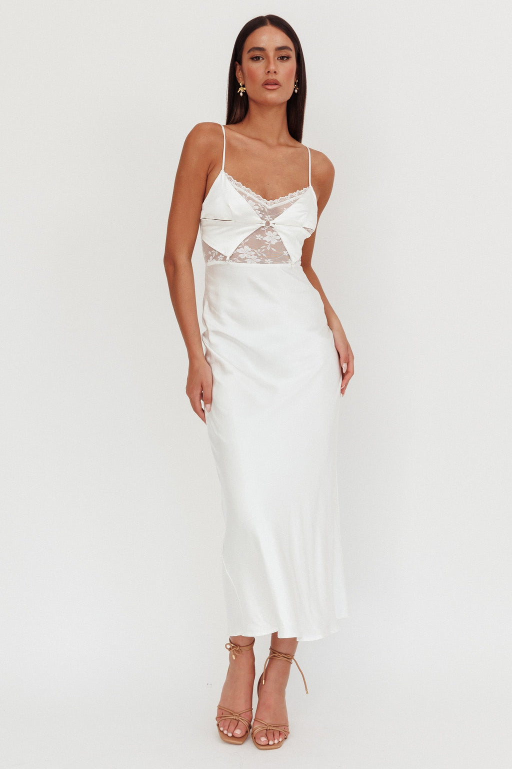Impressions Lace Bodice Maxi Dress White