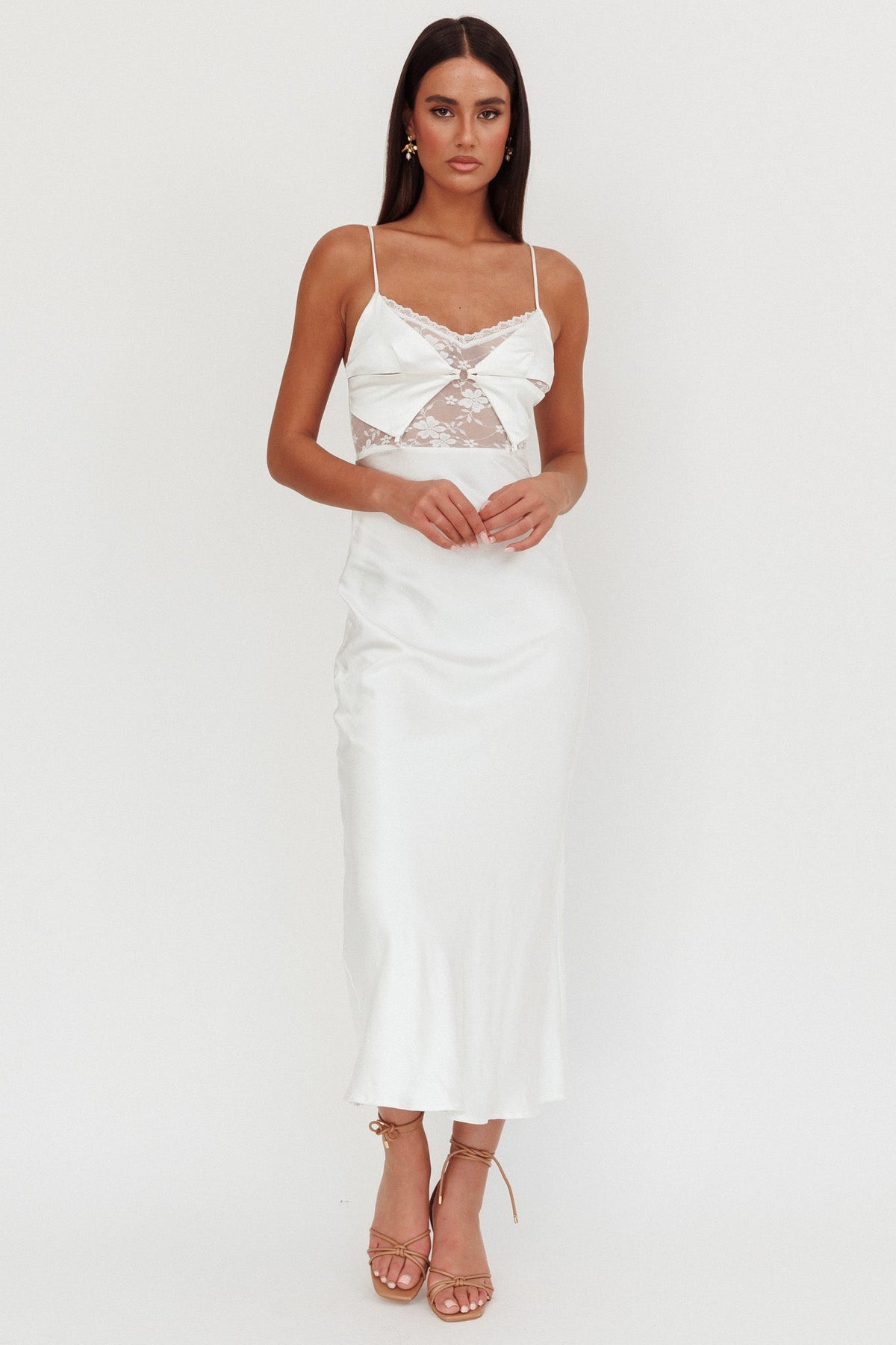 Impressions Lace Bodice Maxi Dress White