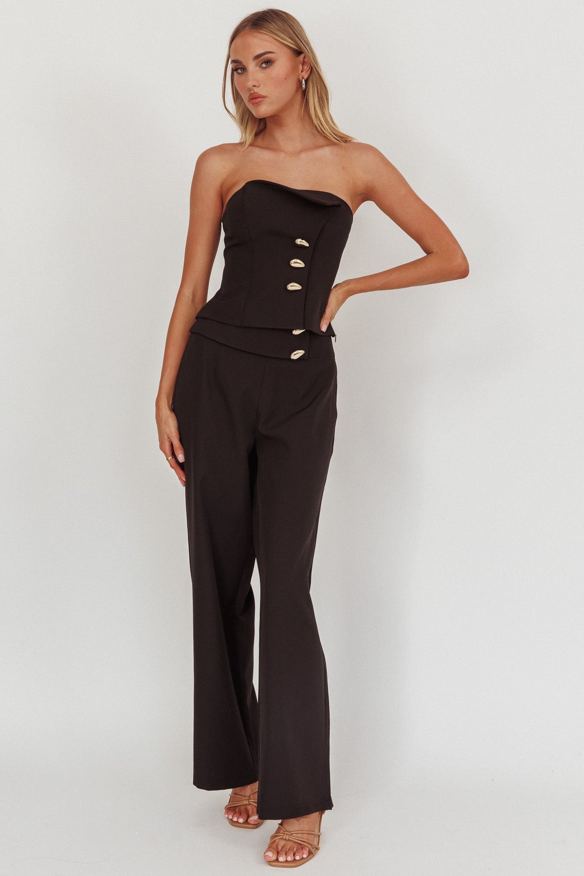 Ishani Hardware Decoration Strapless Top Black