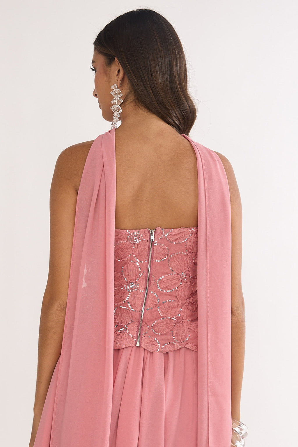 Sunset Serenade Embellished Strapless Top Rose