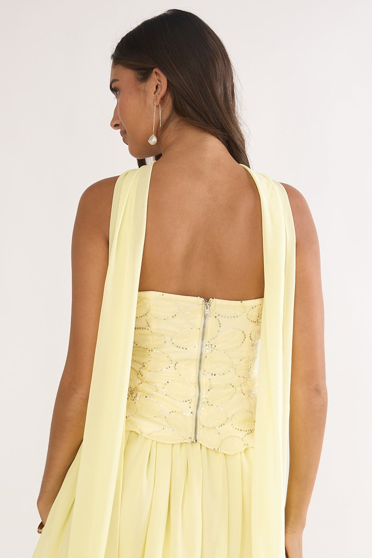 Sunset Serenade Embellished Strapless Top Yellow