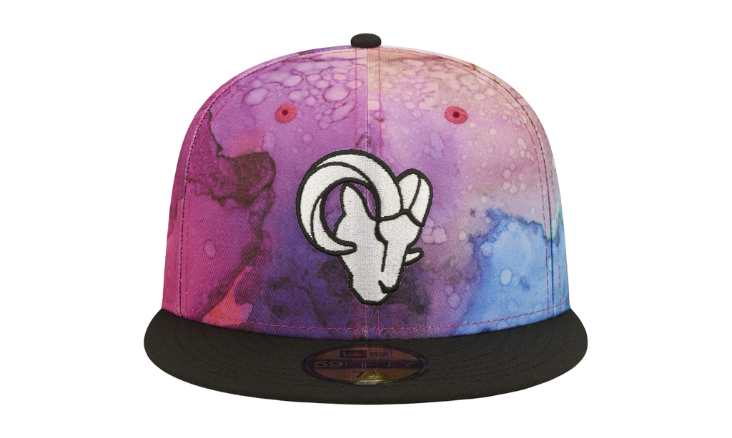 59FIFTY Los Angeles Rams Crucial Catch Fitted Hat Multicolor Watercolor Design Crown / Black Visor NE839