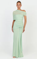 Nicolette Maxi Dress - Cape Sleeve Off Shoulder Dress in Sage