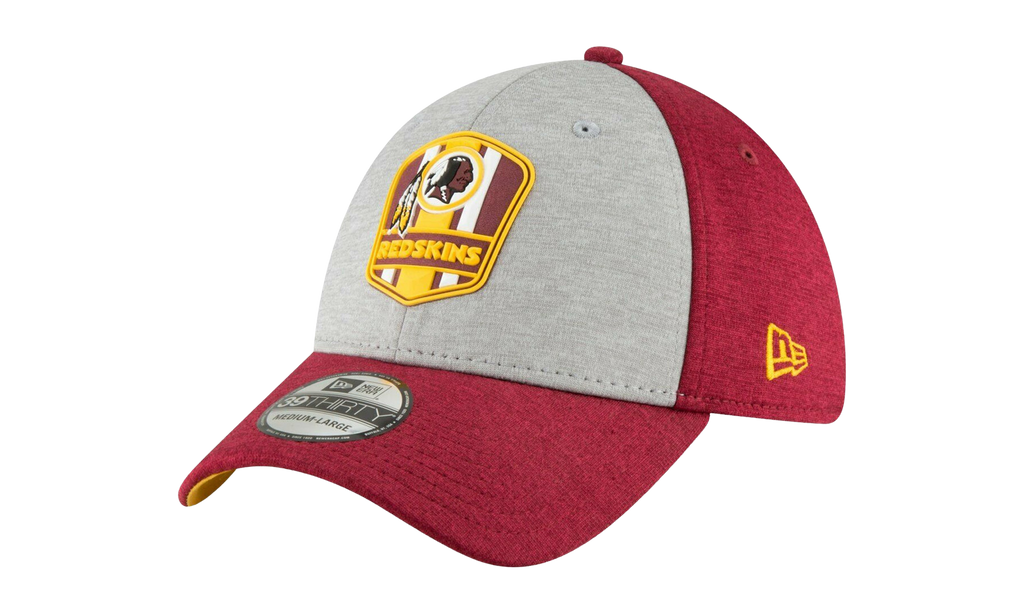 39THIRTY Washington Redskins Authentic On-Field Flex Fit Hat Heather Grey and Red / Yellow - Under Brim NE671