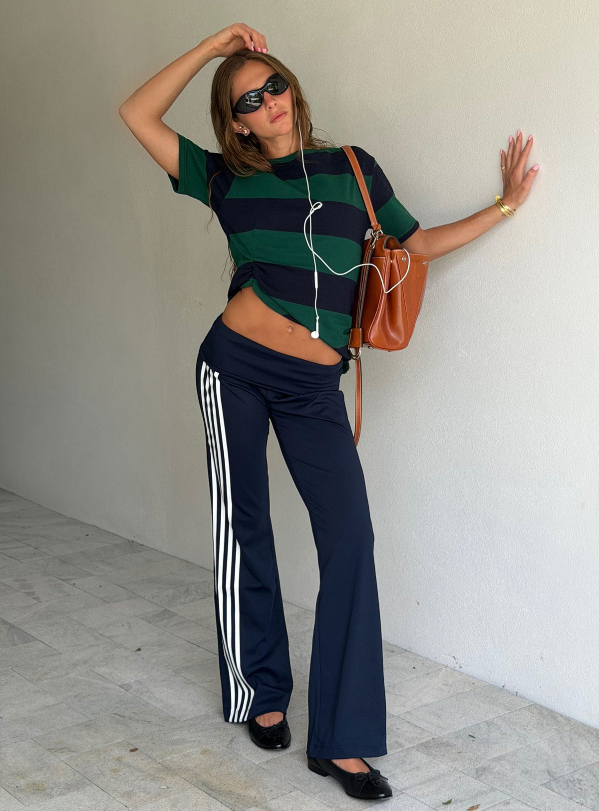 Layover Straight Leg Pants Navy Stripe