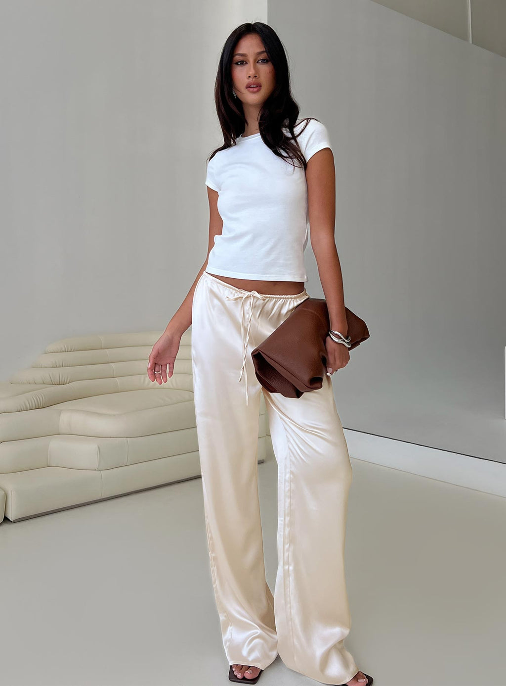 Soulstar Satin Pants Champagne