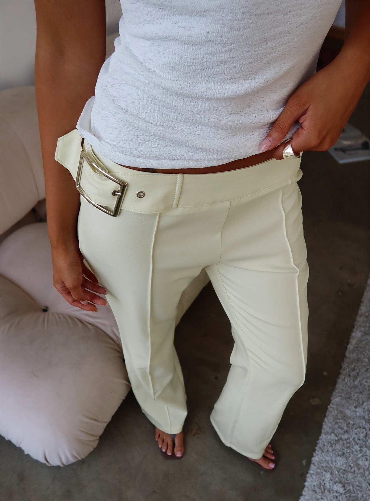 Alyanna Hardware Pants Cream