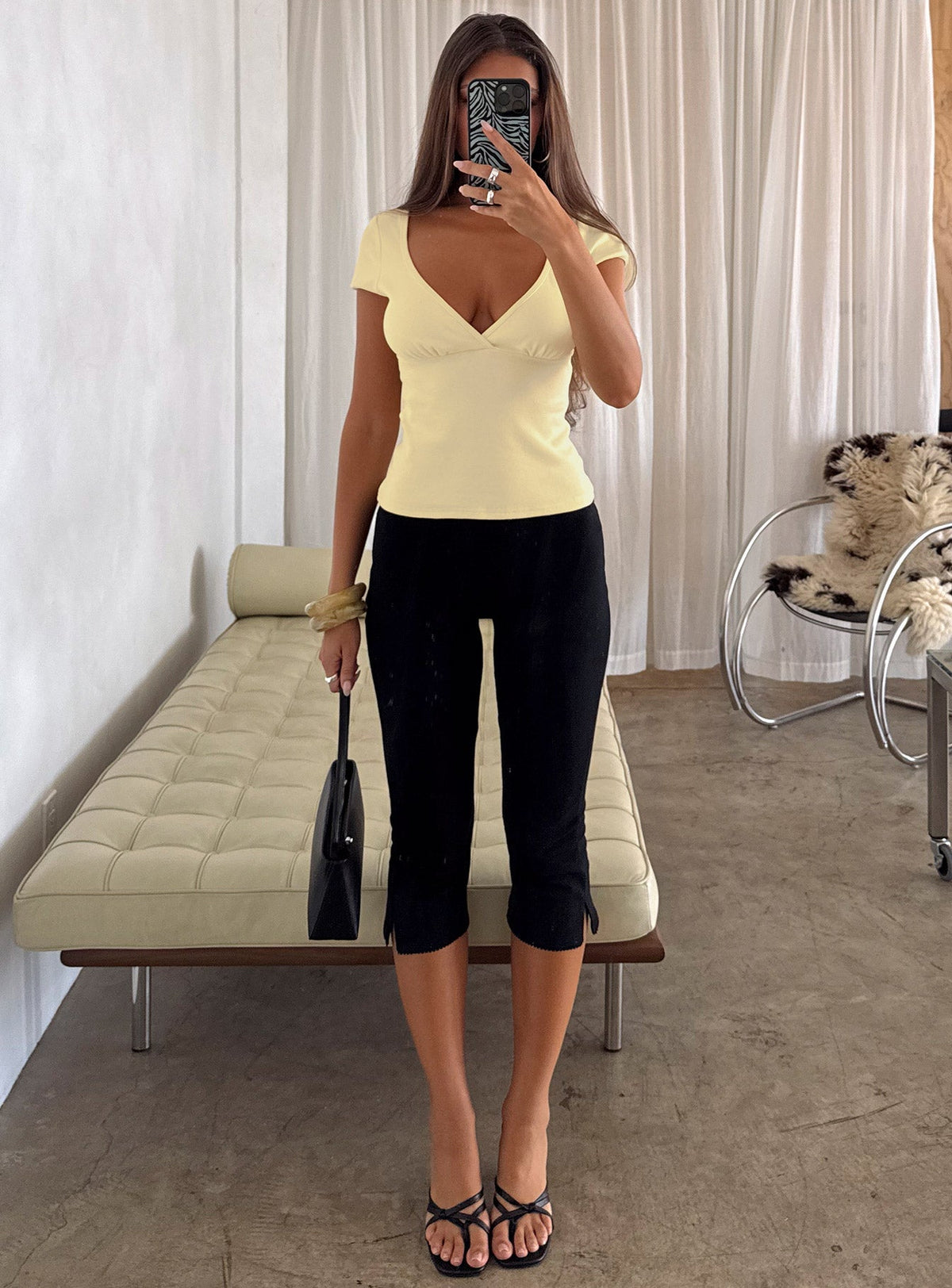 Baseline Rib Capri Pants Black