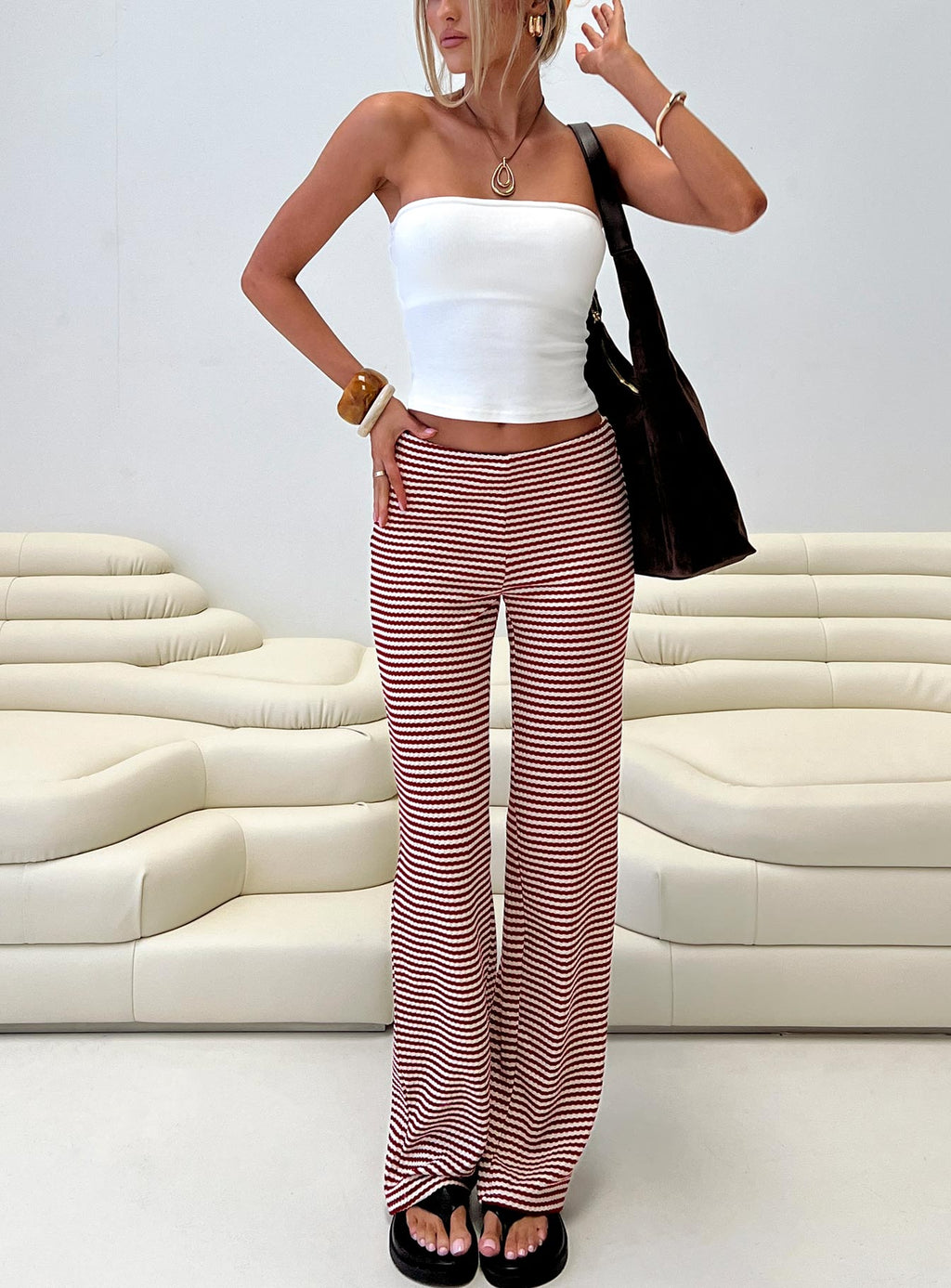 Next To Me Lounge Pant Red / White Stripe