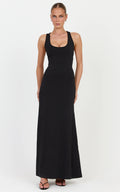 Nadia Maxi Dress - Jersey Racerback Dress in Black