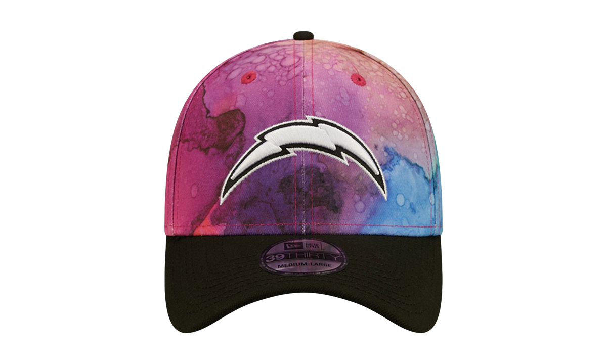 39THIRTY Los Angeles Chargers Crucial Catch Flex Fit Hat Multicolor Watercolor Design Crown / Black Visor NE842