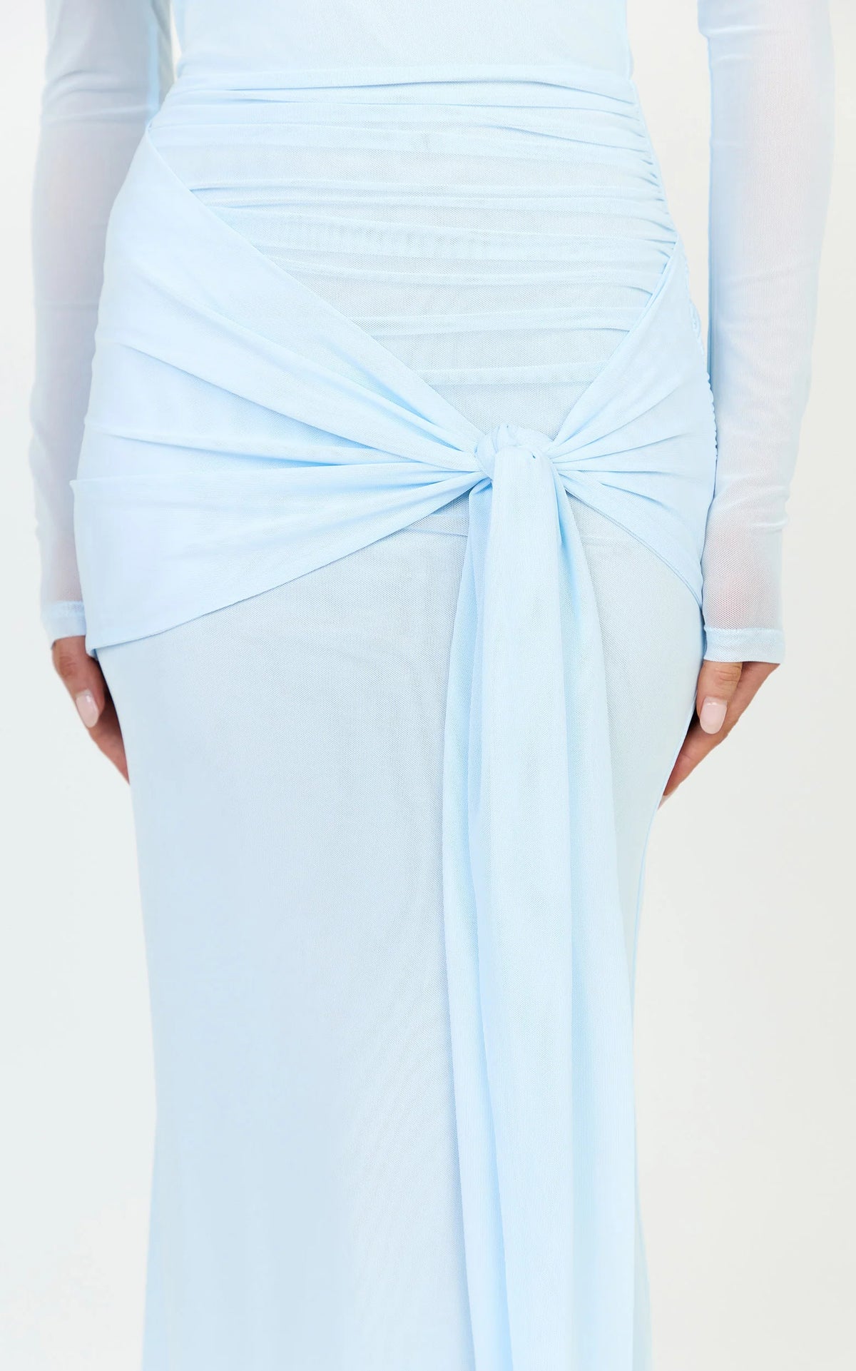 Waverly Maxi Dress - Long Sleeve Off Shoulder Dress in Blue