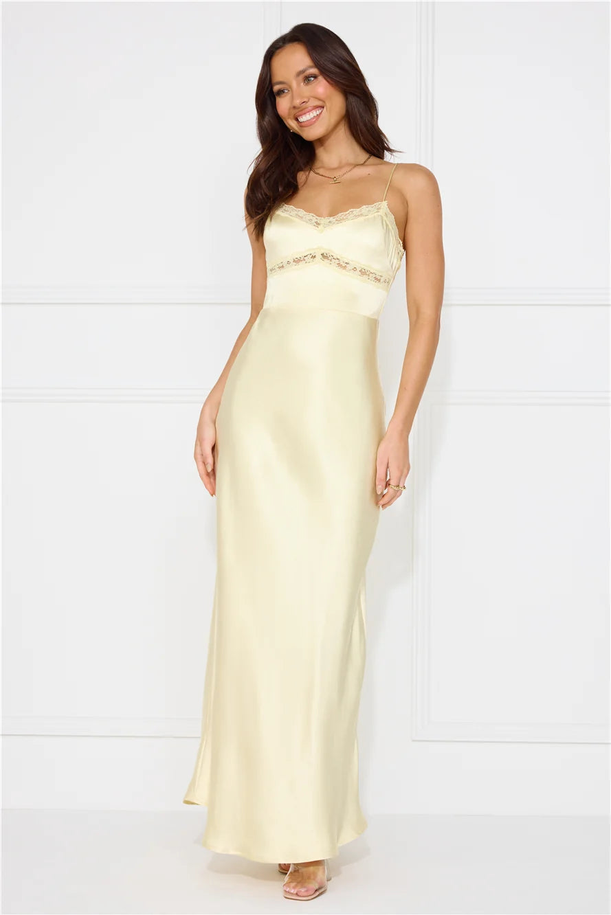 Nobody But You Satin Maxi Dress Yellow