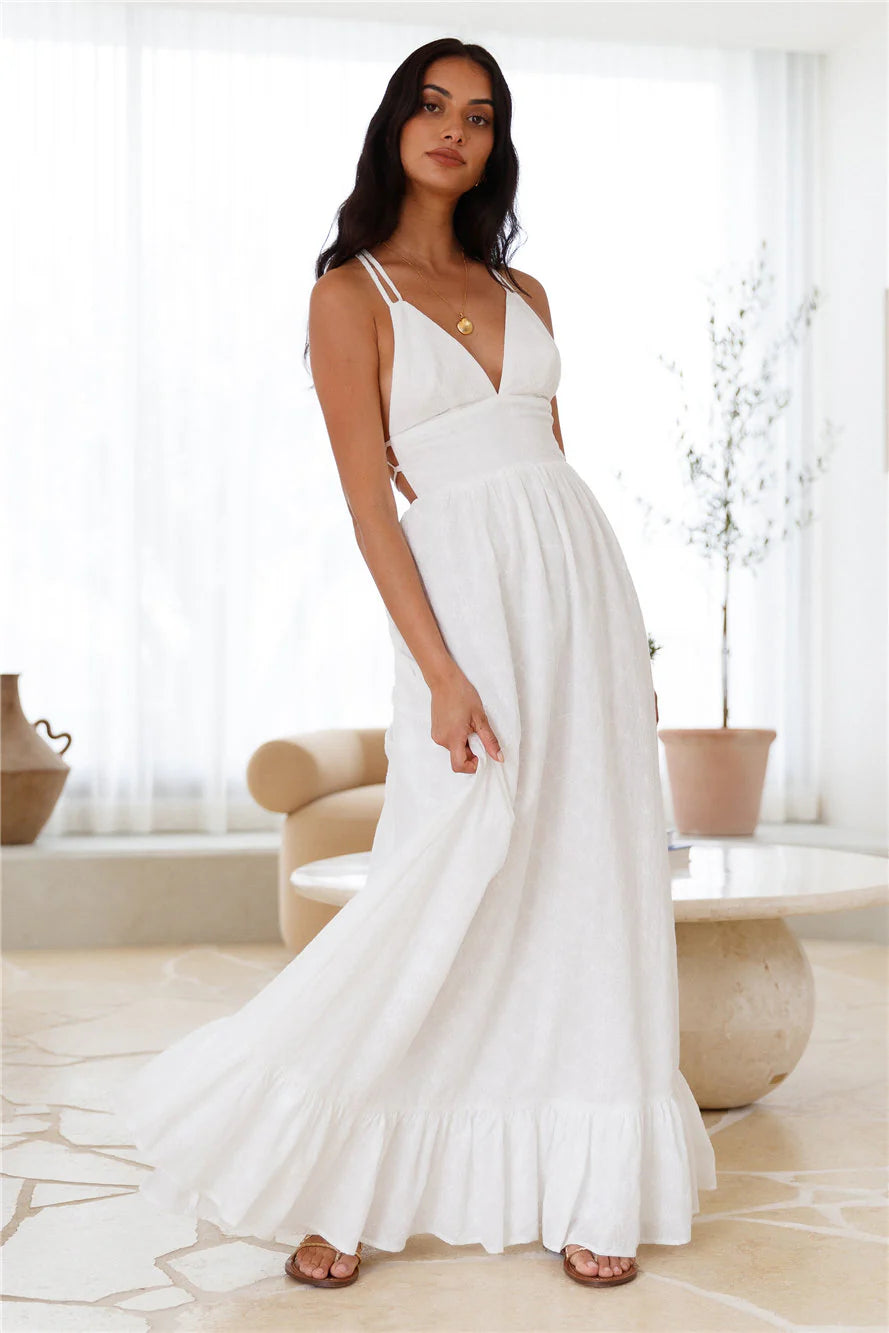 Crystal Clarity Maxi Dress White