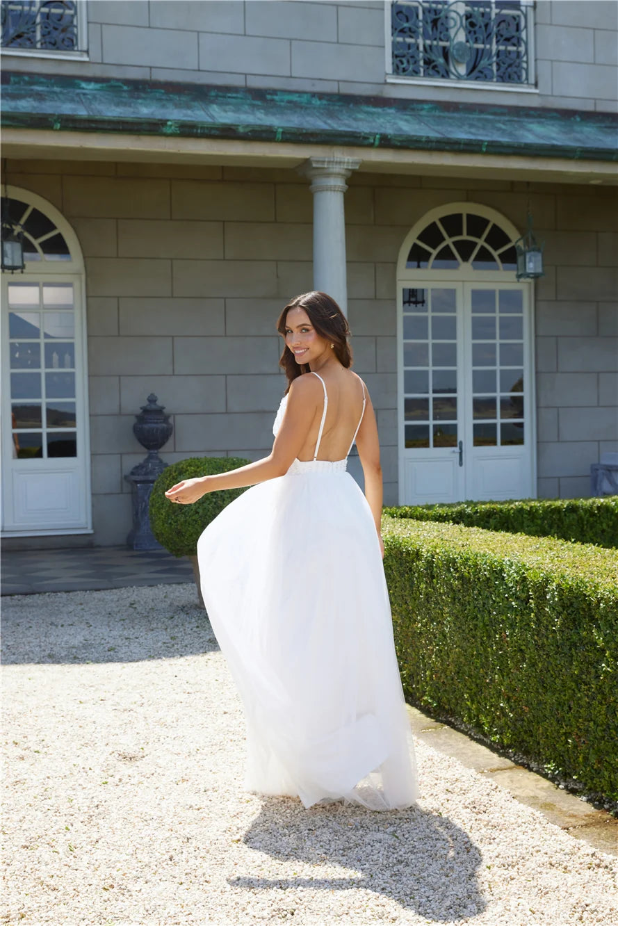Glistening Moments Tulle Maxi Dress White
