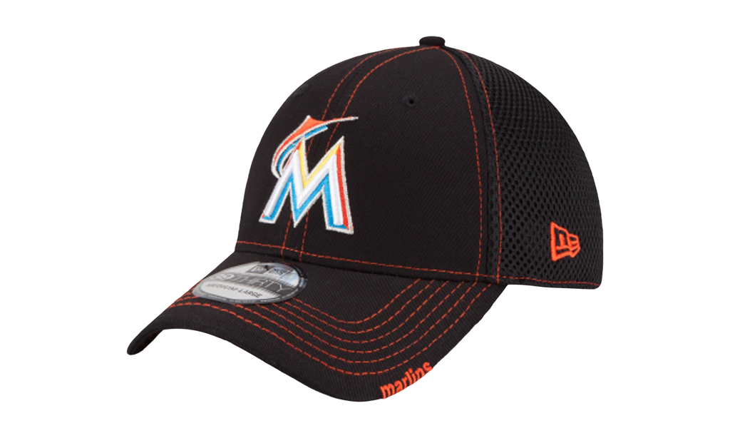 39THIRTY Miami Marlins Neo Flex Fit Hat Black / Red - Stitch NE572