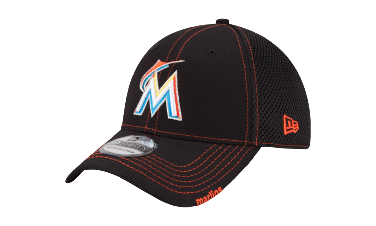 39THIRTY Miami Marlins Neo Flex Fit Hat Black / Red - Stitch NE572
