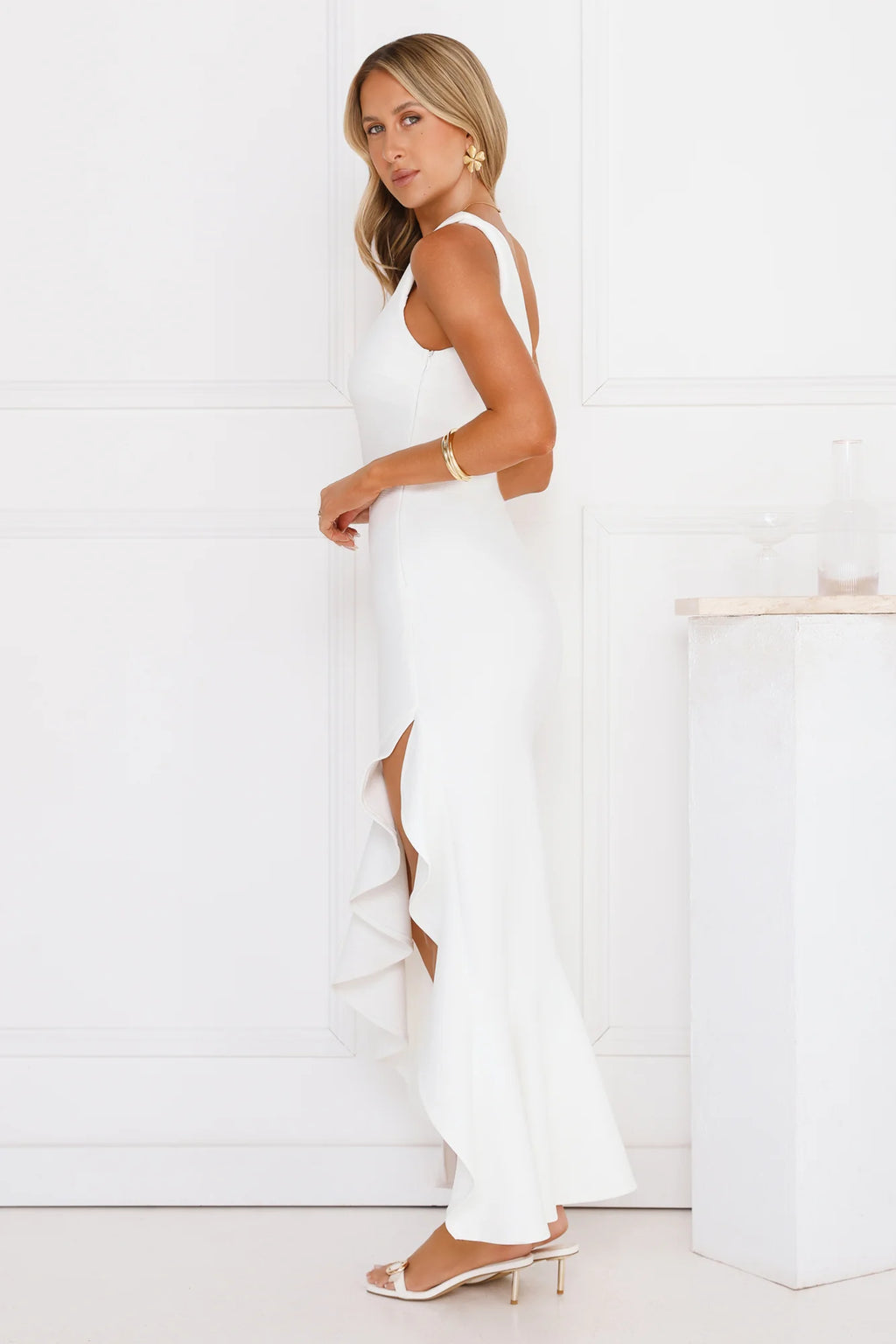 Go To Girl One Shoulder Maxi Dress White