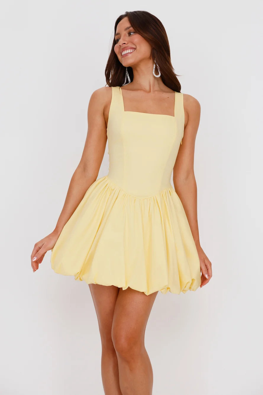 Midsummer Dream Bubble Mini Dress Yellow
