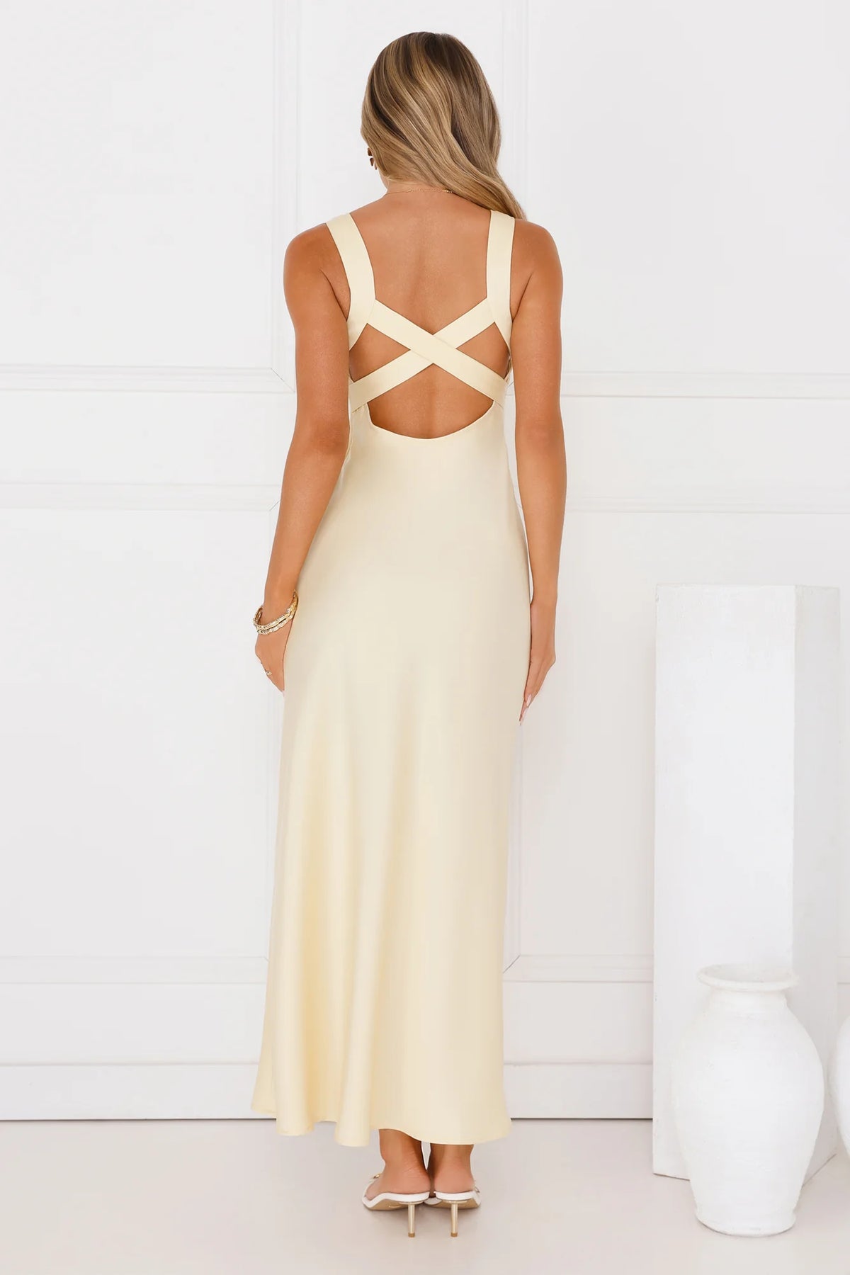 Butter Love Satin Maxi Dress Yellow