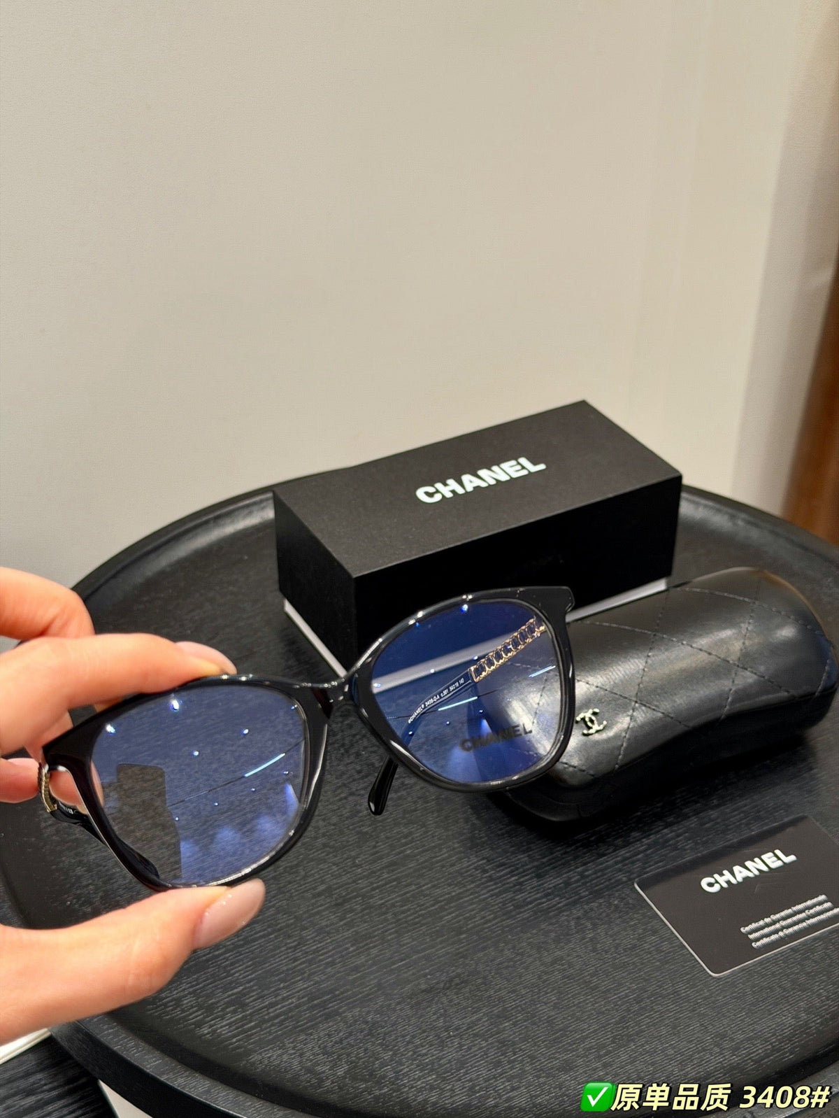 3408-Q-A Chain Detail Cat-Eye Optical Glasses