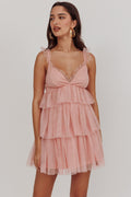 Sorbet Sky Tiered Tulle Mini Dress Pink