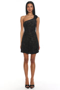 Midnight Aura One Shoulder Mini Dress Black