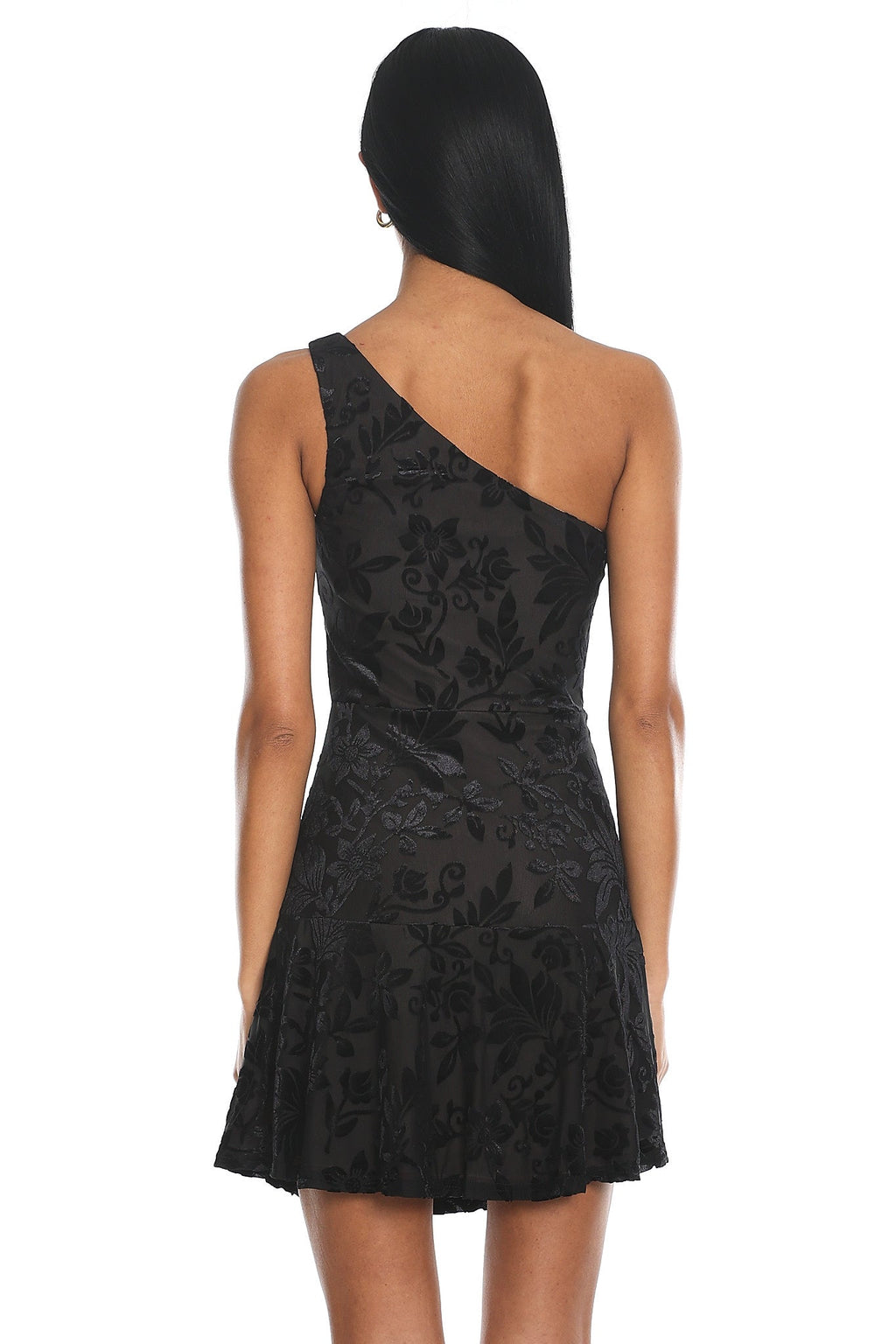 Midnight Aura One Shoulder Mini Dress Black